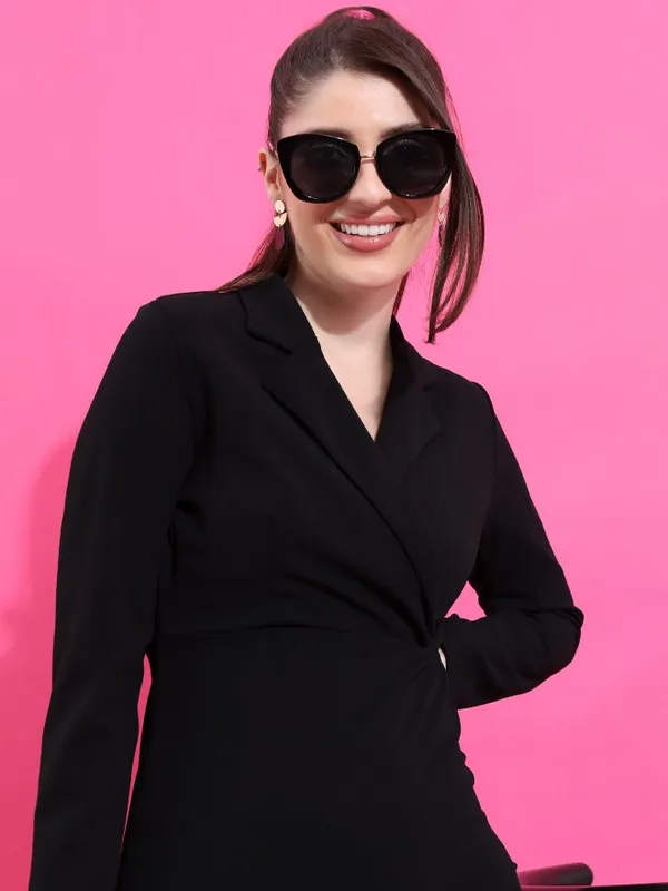  Ketch Women Black Solid Wrap Dresses