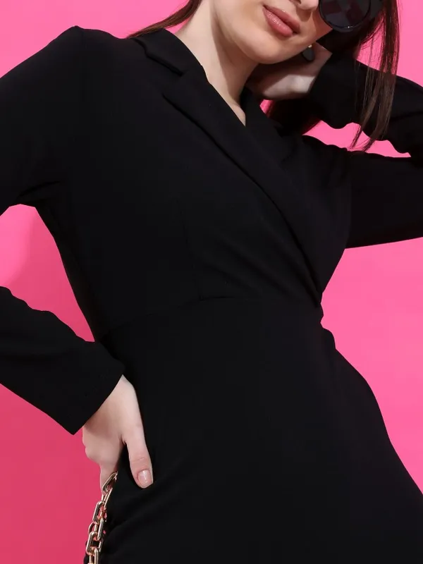  Ketch Women Black Solid Wrap Dresses