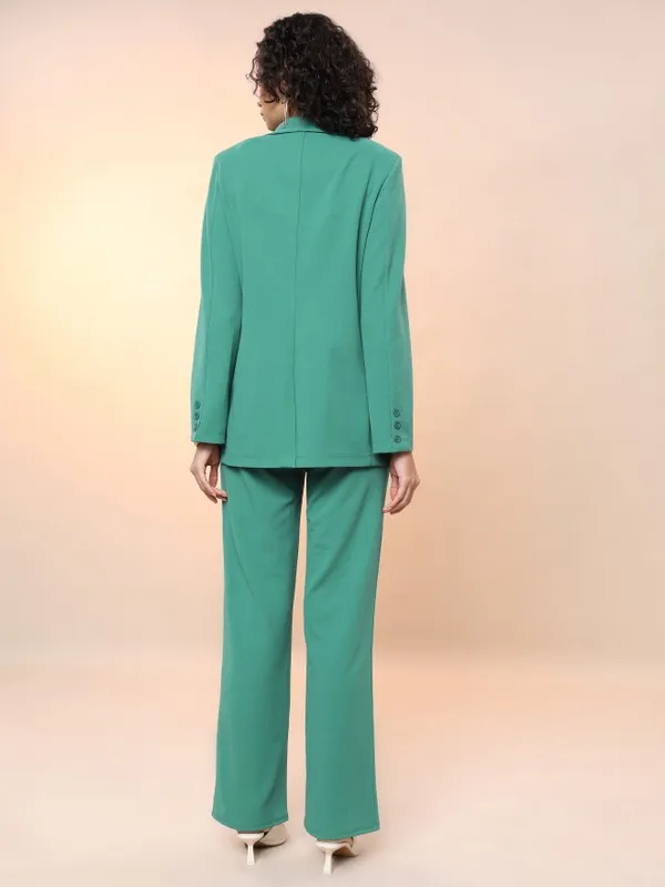 Tokyo Talkies Women Green Blazer With Trouser