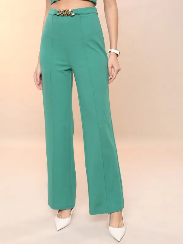 Tokyo Talkies Women Green Blazer With Trouser