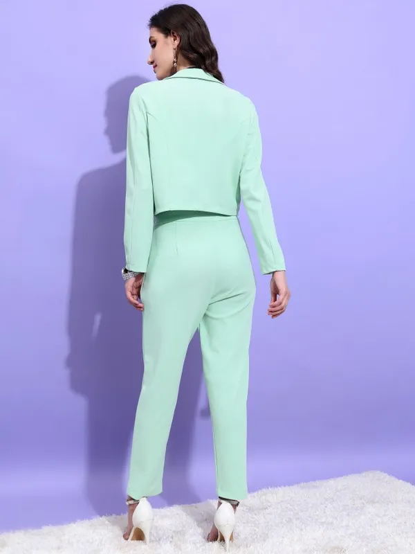 Tokyo Talkies Women Green Blazer With Trouser