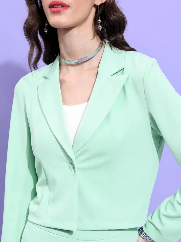 Tokyo Talkies Women Green Blazer With Trouser
