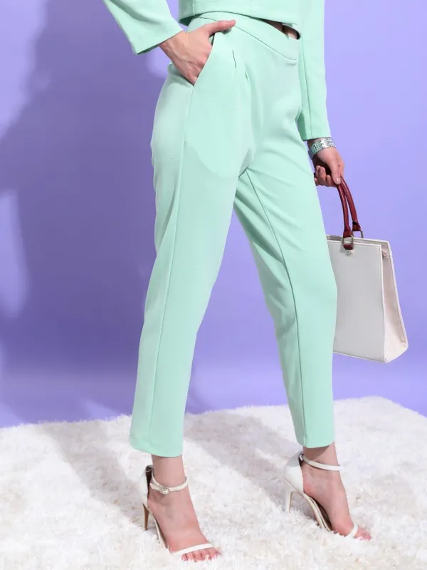 Tokyo Talkies Women Green Blazer With Trouser