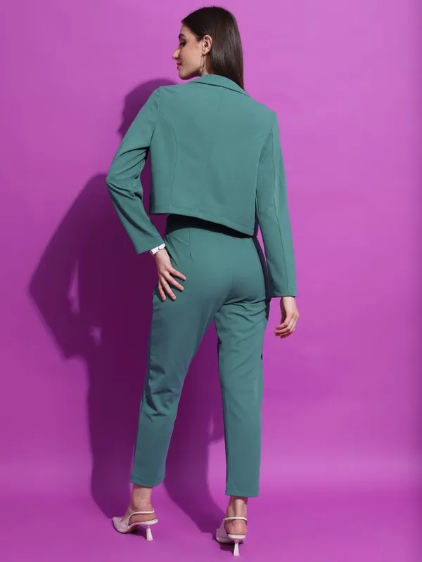 Tokyo Talkies Women Green Blazer With Trouser