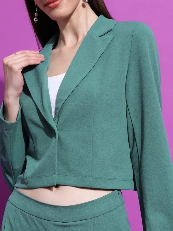 Tokyo Talkies Women Green Blazer With Trouser