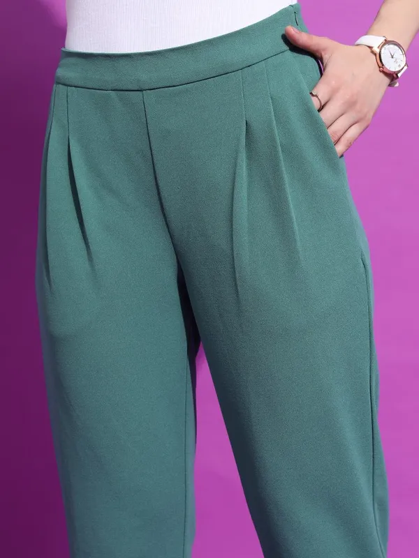 Tokyo Talkies Women Green Blazer With Trouser