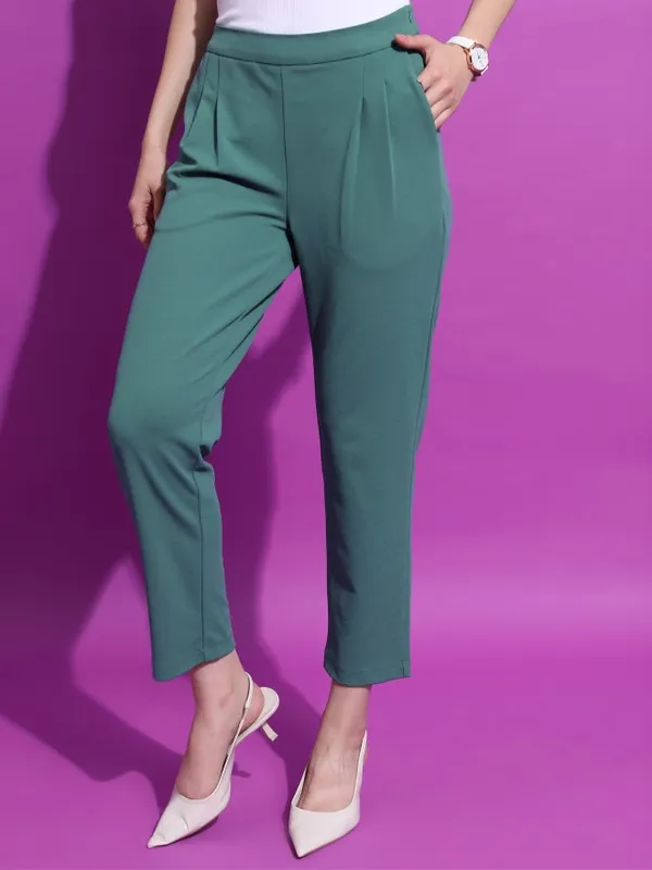 Tokyo Talkies Women Green Blazer With Trouser