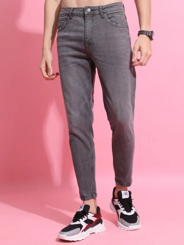  Highlander Men Grey Super Skinny Fit Clean Look Jeans