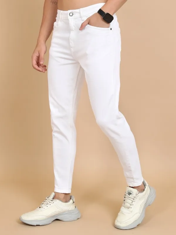  Highlander Men White Skinny Fit Clean Look Jeans