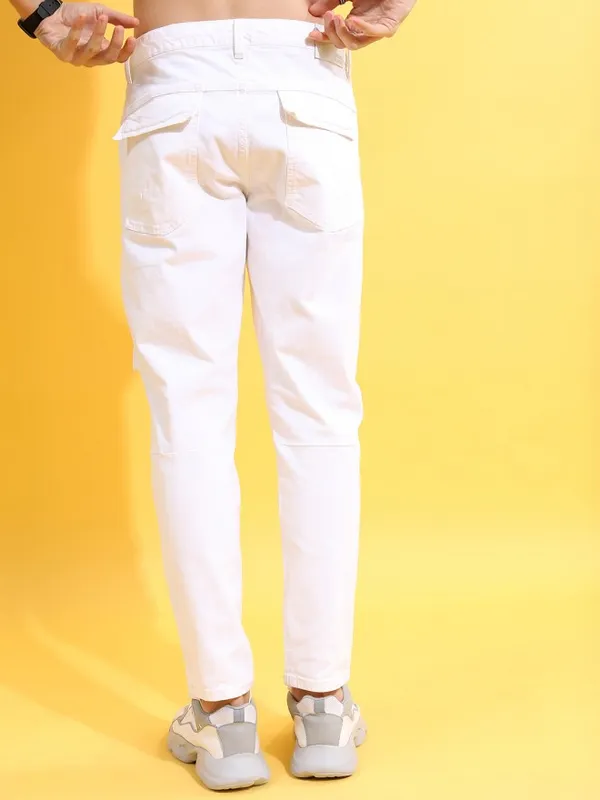  Highlander Men White Slim Fit Clean Look Jeans