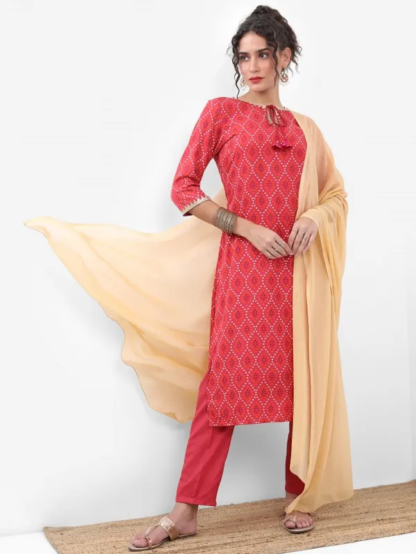  Vishudh Women Red Printed Kurta Sets