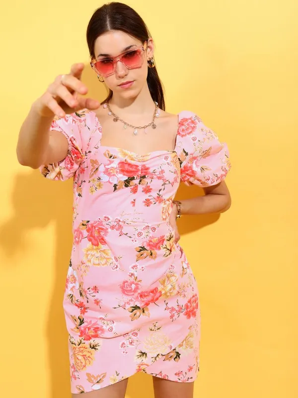  Tokyo Talkies Women Pink Printed Sheath Dresses