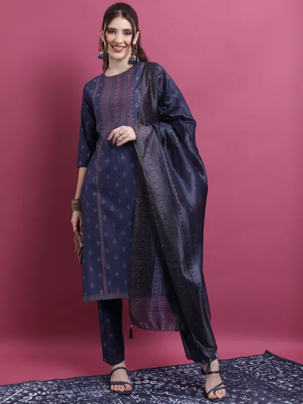  Vishudh Women Navy Blue Kurta Sets