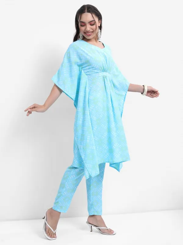 Vishudh Women Blue Printed Top With Trouser