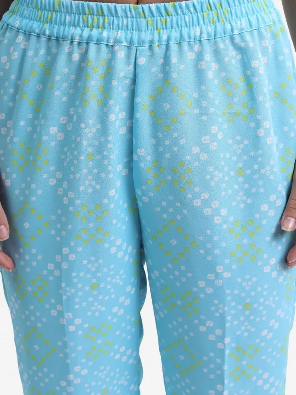 Vishudh Women Blue Printed Top With Trouser