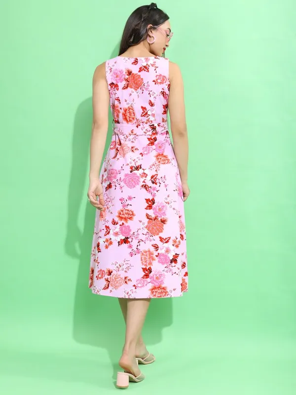 Tokyo Talkies Women Pink Printed A-Line Dress