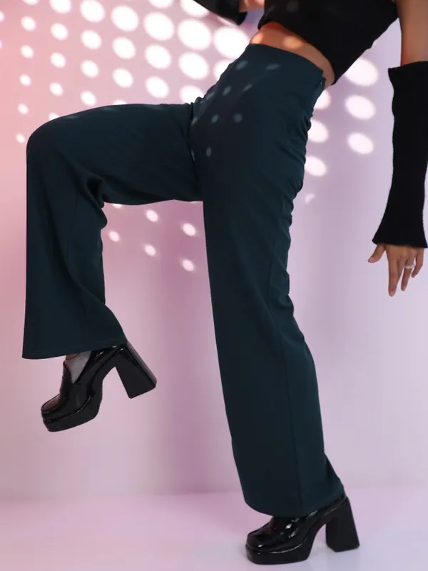 Solid Wide Leg Casual Trouser