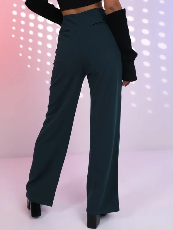 Solid Wide Leg Casual Trouser