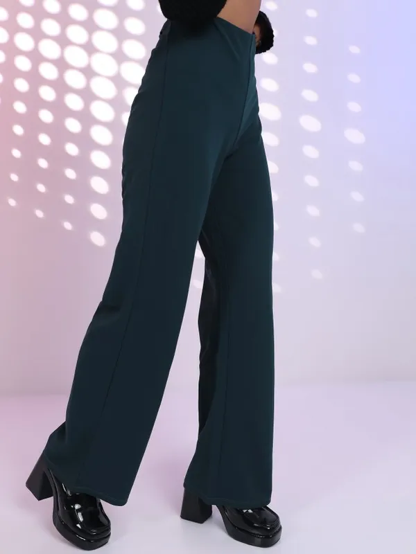 Solid Wide Leg Casual Trouser