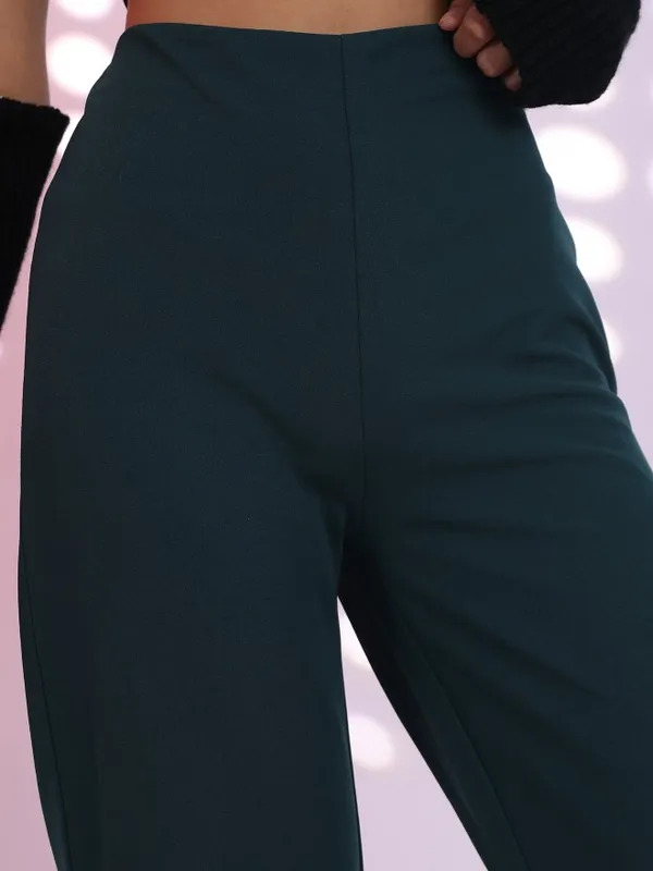 Solid Wide Leg Casual Trouser