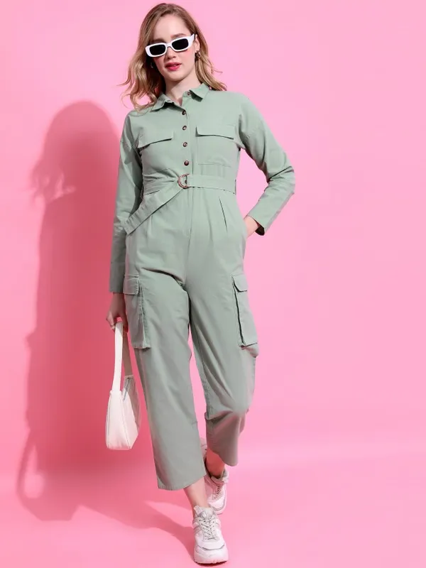  Tokyo Talkies Women Green Solid Jumpsuits