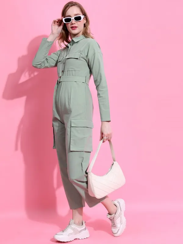  Tokyo Talkies Women Green Solid Jumpsuits