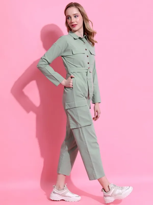  Tokyo Talkies Women Green Solid Jumpsuits