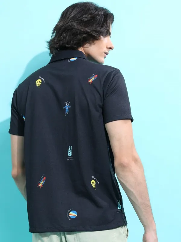Printed Polo Collar T-shirt