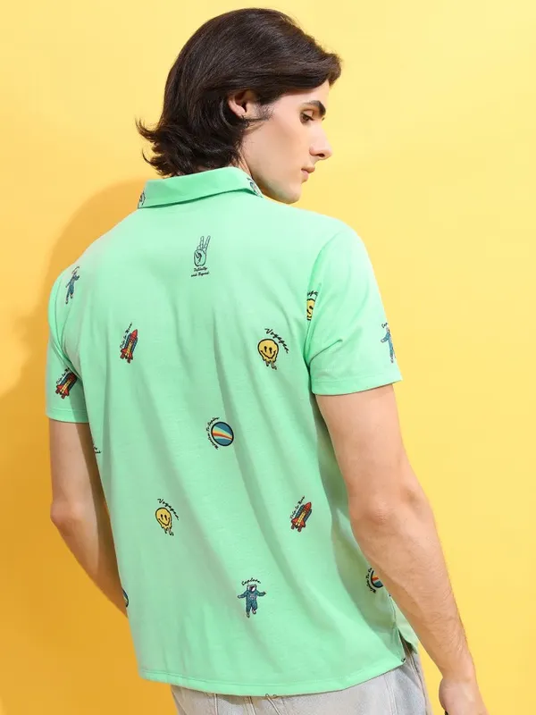 Printed Polo Collar T-shirt