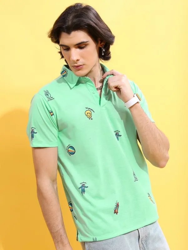 Printed Polo Collar T-shirt