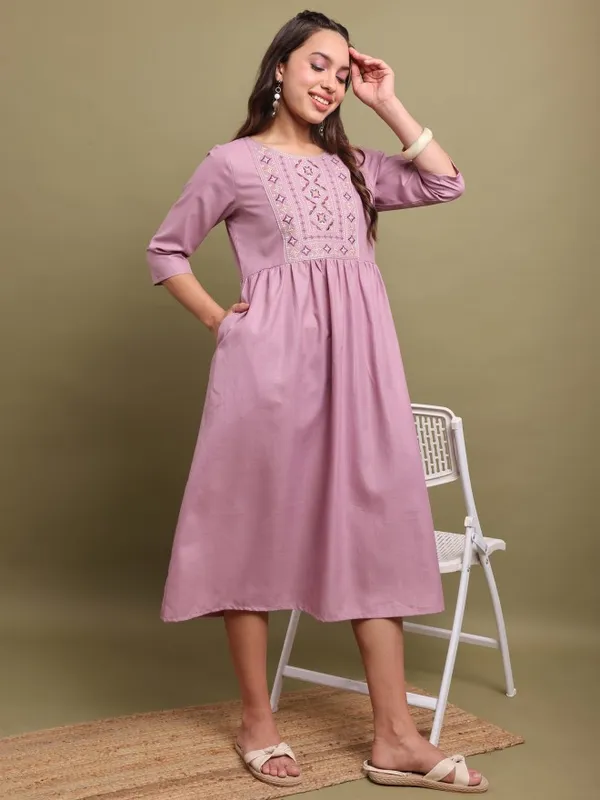 Self Design A-Line Dress