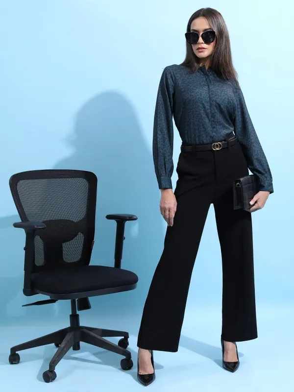 Solid Wide Leg Casual Trouser