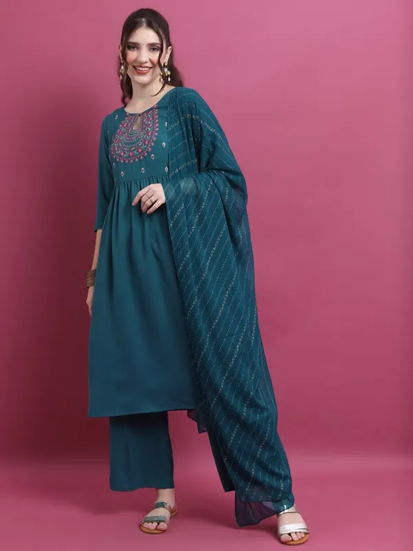  Vishudh Women Teal Kurta Sets