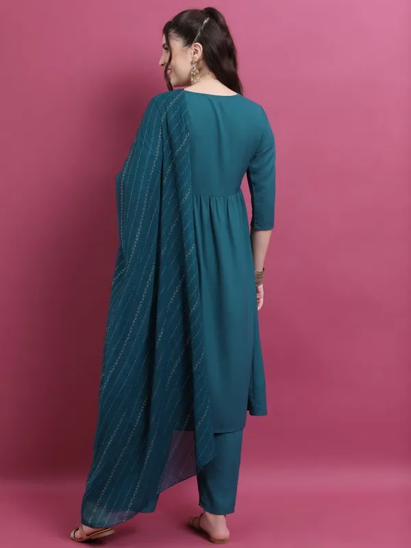  Vishudh Women Teal Kurta Sets