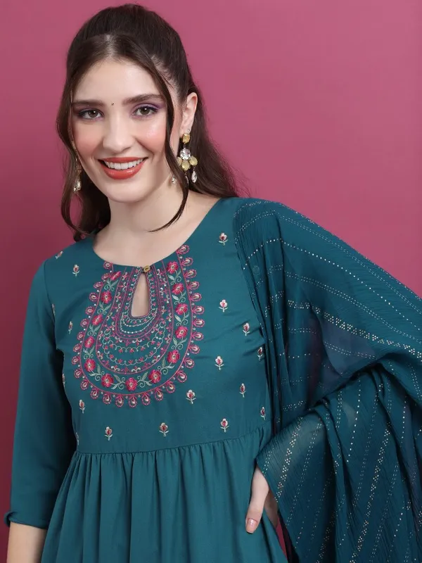  Vishudh Women Teal Kurta Sets