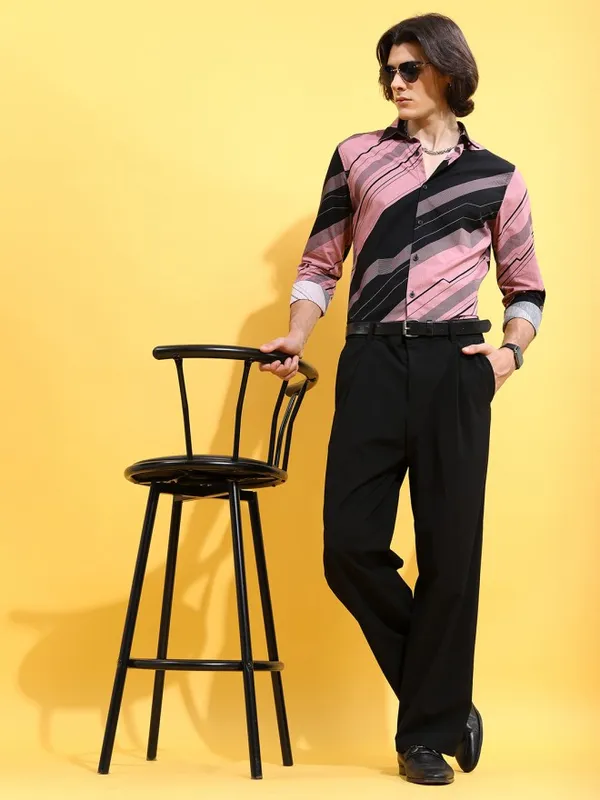  Ketch Men Black Printed Slim Fit Casual Shirts