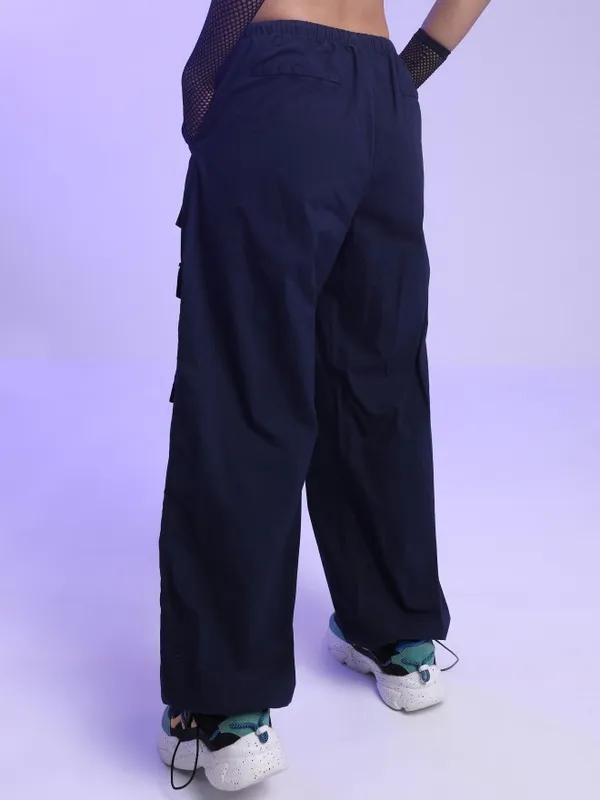  Tokyo Talkies Women Navy Blue Solid Loose Fit Casual Trousers