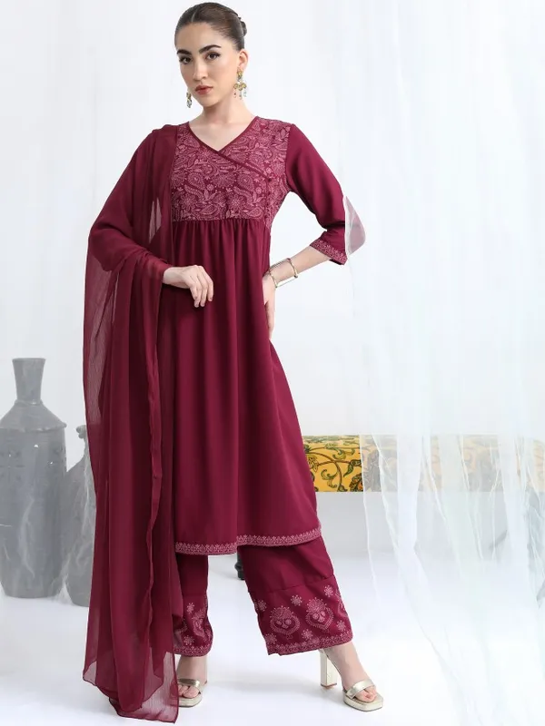 Women Kurta With Palazzo And Dupatta