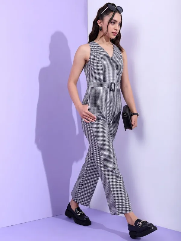 Checked Regular Fit Jumpsuit