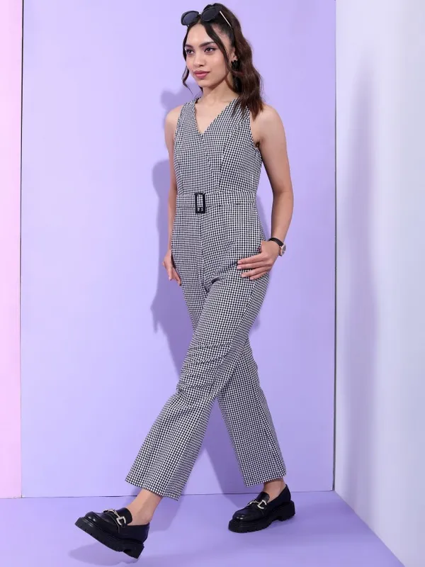 Checked Regular Fit Jumpsuit
