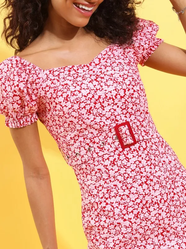  Tokyo Talkies Women Red Printed Sheath Dresses