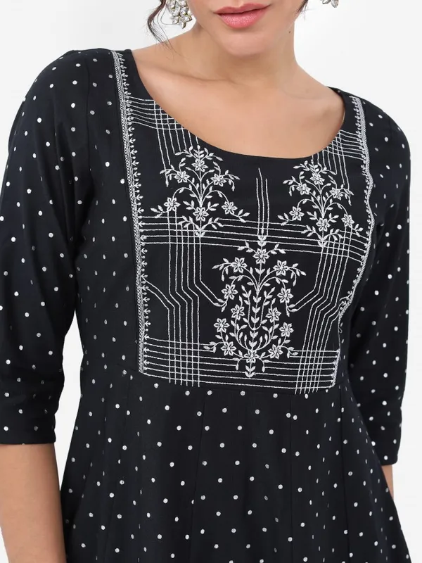  Vishudh Women Black Printed A-Line Kurtas