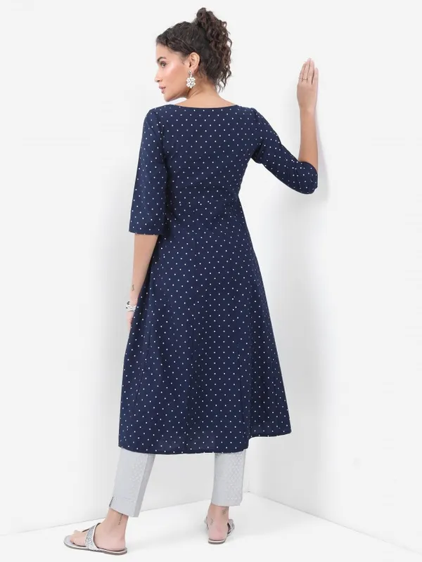  Vishudh Women Navy Blue Printed A-Line Kurtas