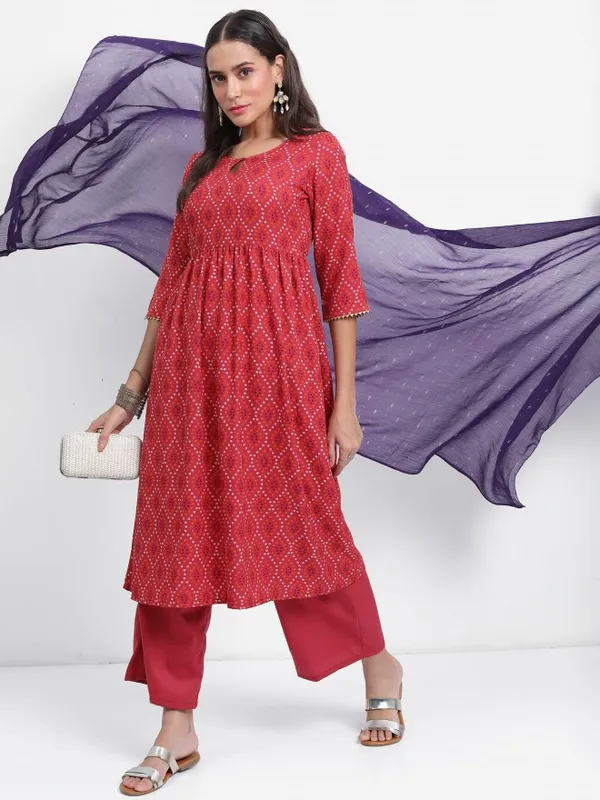  Vishudh Women Red Printed Kurta Sets