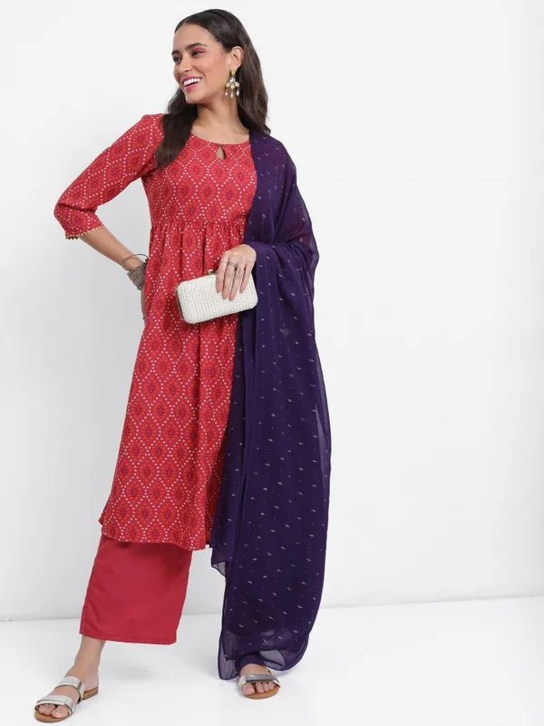  Vishudh Women Red Printed Kurta Sets