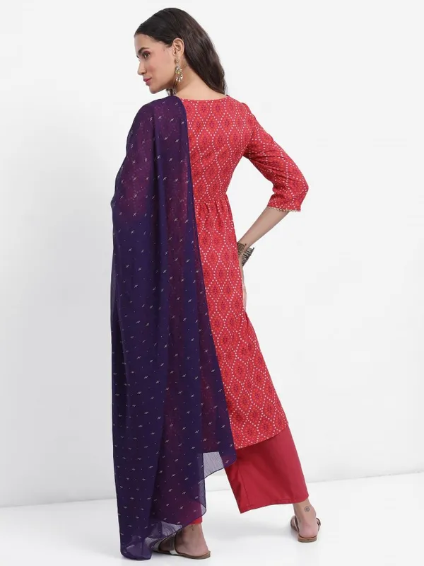  Vishudh Women Red Printed Kurta Sets