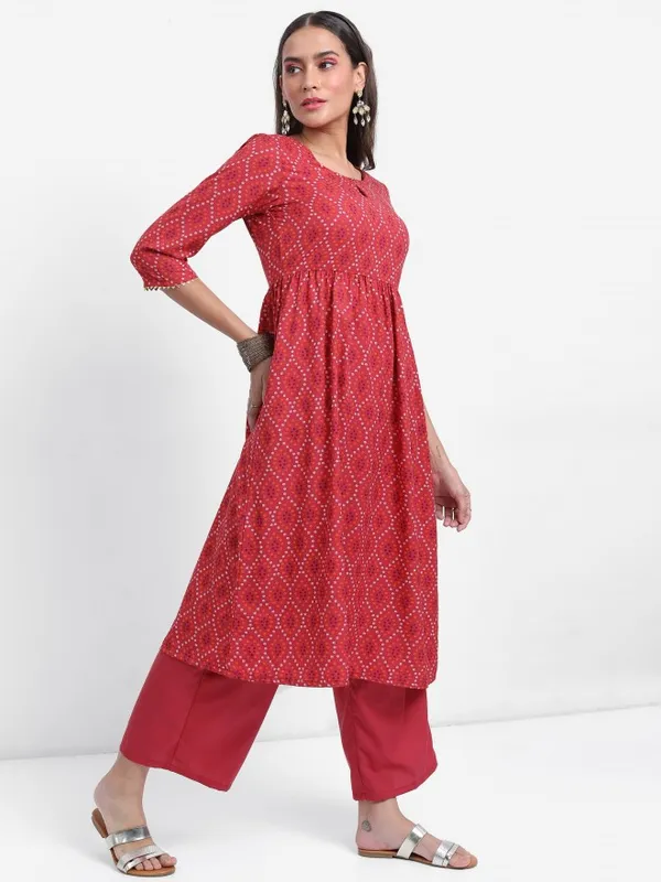  Vishudh Women Red Printed Kurta Sets