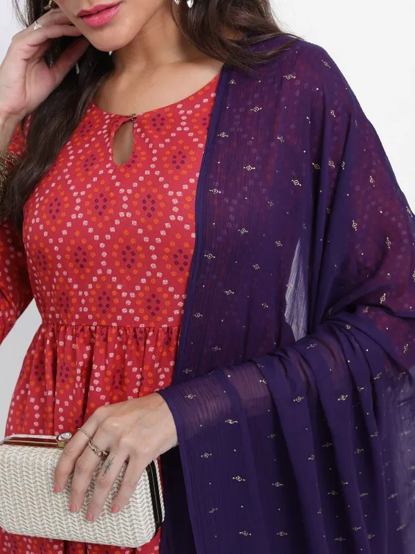  Vishudh Women Red Printed Kurta Sets