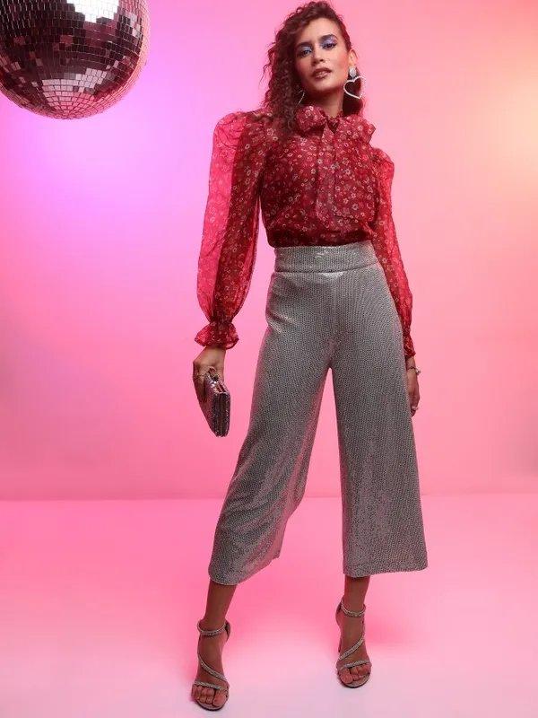  Tokyo Talkies Women Maroon Printed Regular Tops
