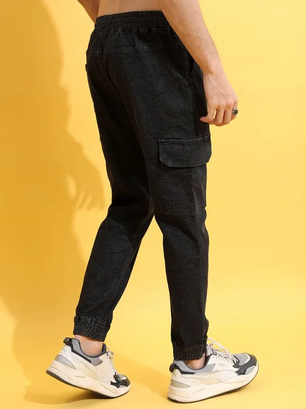  Highlander Men Black Jogger Clean Look Jeans